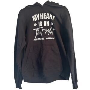 NWT Port & Company Women's Black Hoodie Wrestling Mom Size Medium